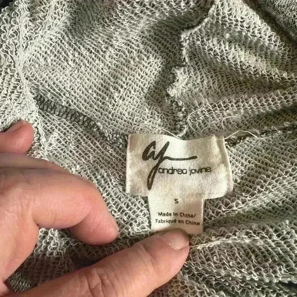 Andrea Jovine Grey Cowl Neck Sweatshirt. Size Small. 23” To Hem - Picture 7 of 8